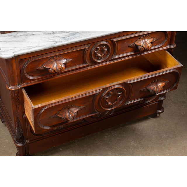 Antique American Victorian Walnut Marble-Top Dresser With Mirror For Sale - Image 17 of 18