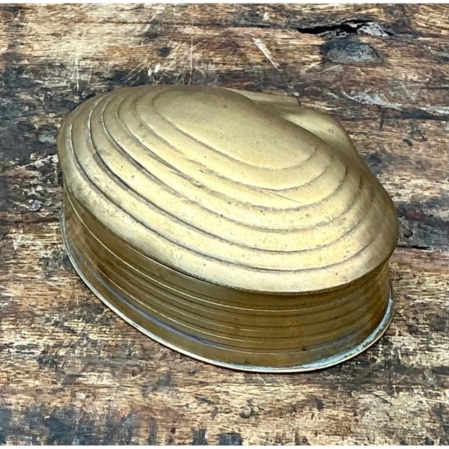 Vintage Clamshell Brass Trinket Box For Sale - Image 11 of 12
