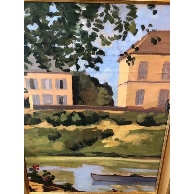 Wood 1950s Large Oil on Canvas "Homage to Monet's House at Giverny" Painting For Sale - Image 7 of 13