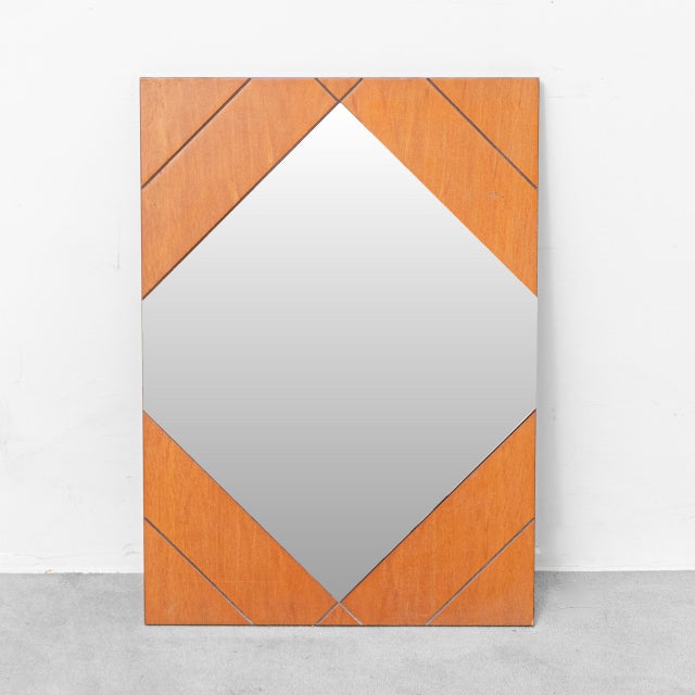 1970s Vintage Wooden Wall Mirror, 1970s For Sale - Image 5 of 6
