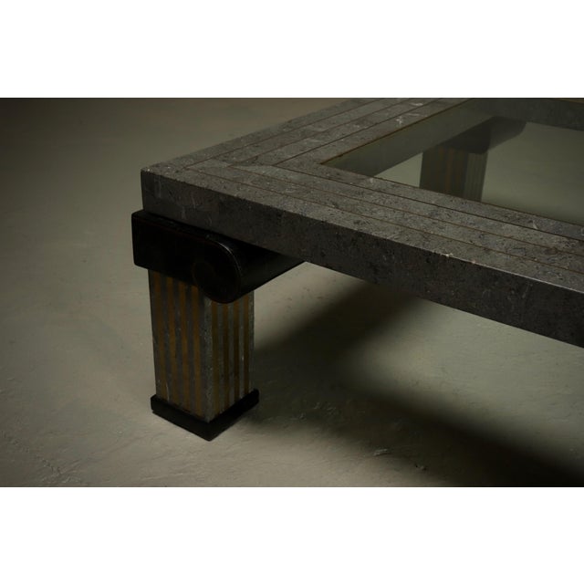 Tessellated Stone and Brass Coffee Table from Maitland Smith, 1980s For Sale - Image 11 of 12