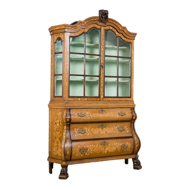 Early 19th Century Dutch Marquetry Inlaid Display Cabinet For Sale