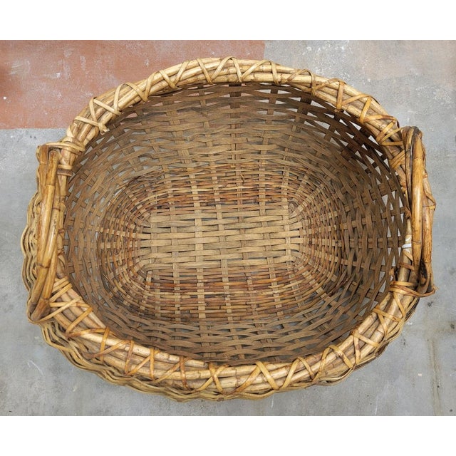 Very Large Woven Wicker Blanket Basket With Handles Chairish