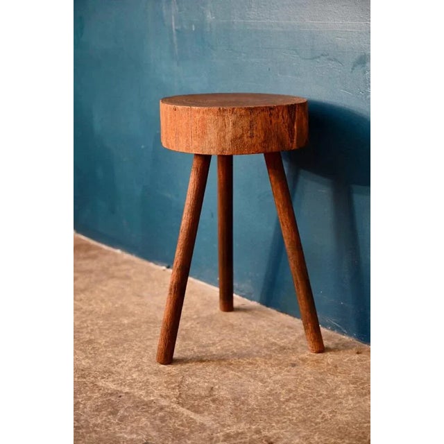 Wood Brutalistic Tripod Stool, 1960s For Sale - Image 7 of 7