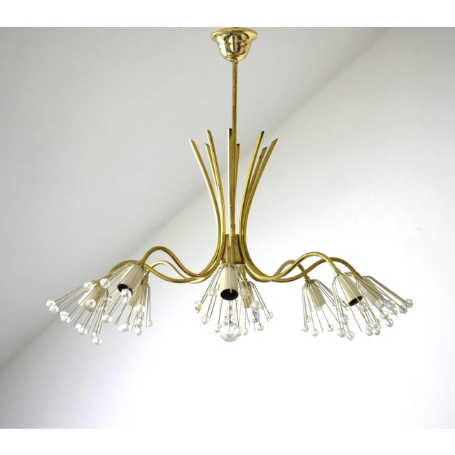 Rupert Nikoll Large Brass and Crystal Chandelier by Emil Stejnar, Nikoll, Austria, 1950s from Rupert Nikoll For Sale - Image 4 of 5