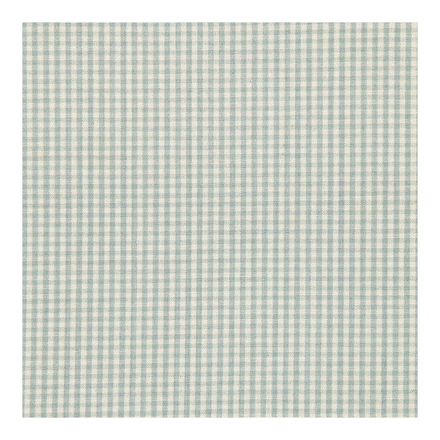 Sample - Schumacher Barnet Cotton Check Fabric in Aqua For Sale