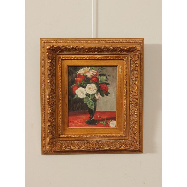 Quality Giltwood Framed Oil on Canvas Floral Still-Life by Jully Minno (American, B. 20th C.), Signed Bottom Left
