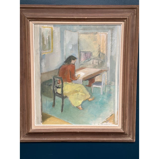 Sigge Ljungkvist, The Letter Writer, 1947, Oil on Canvas, Framed For Sale - Image 8 of 18