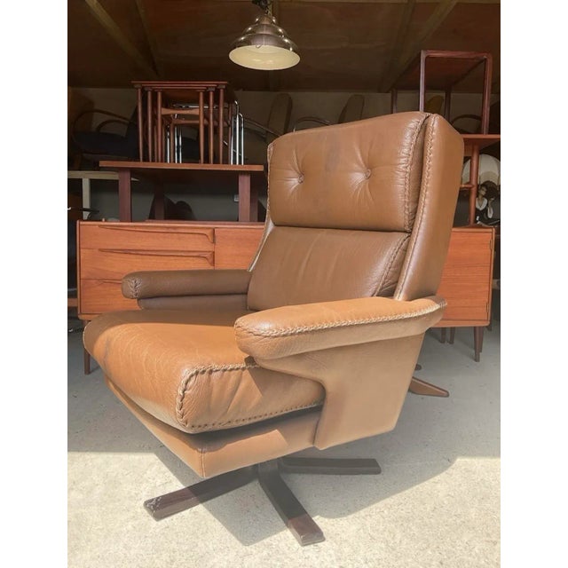 Mid-Century Modern Danish Bison Leather Armchair For Sale - Image 6 of 18