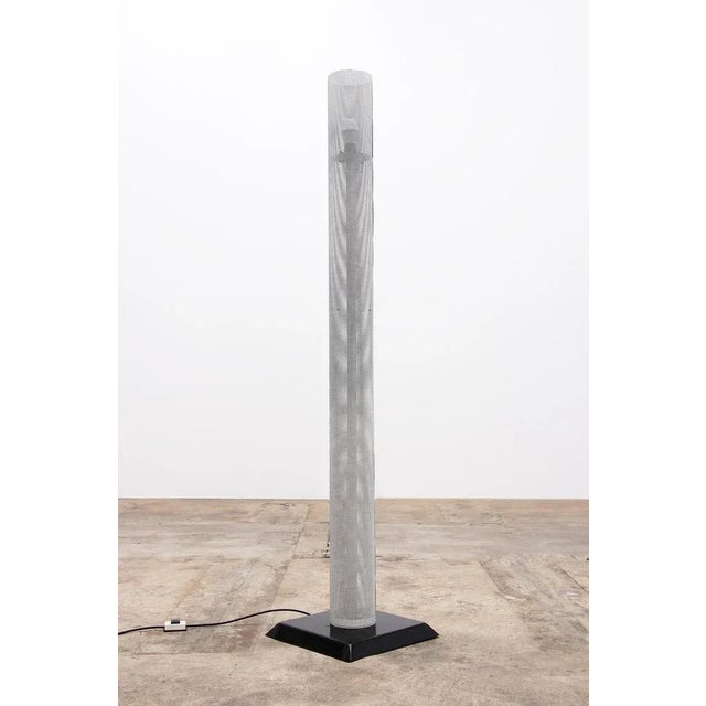 Vintage Italian white metal floor lamp, 1960 Beautifully sleek floor lamp made of white metal with a square metal black...