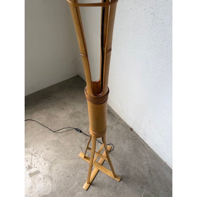 Bamboo and Straw Floor Lamp, 1980 For Sale - Image 16 of 18