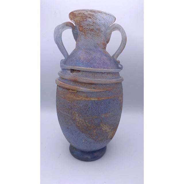 Pair of Mid-Century Murano Blue Scavo Glass Amphora Vases. For Sale In Los Angeles - Image 6 of 13