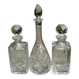 Set of 3 Vintage Samobor Crystal Decanters For Sale