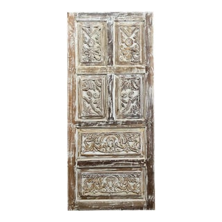 Vintage Carved Wood Door Jasmine Whitewashed Interior Door Sliding Barn Door For Sale