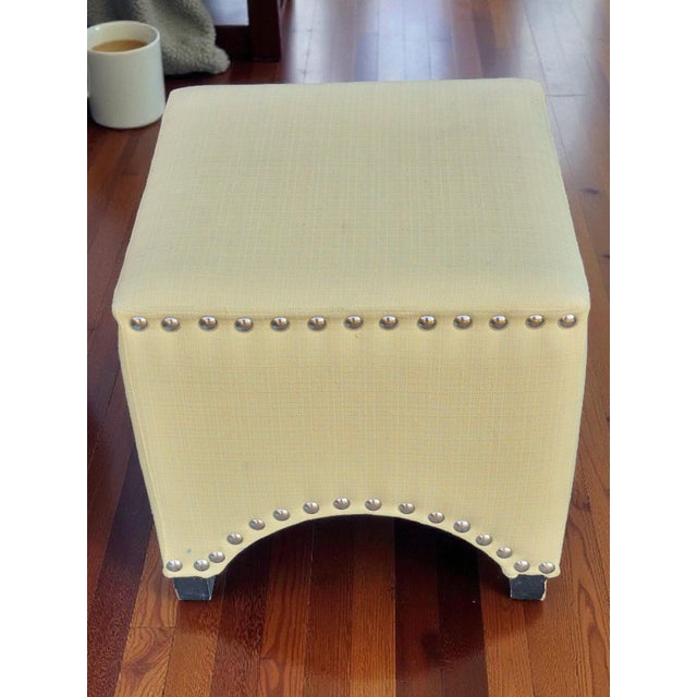 The Vintage Yellow Fabric Upholstered Ottoman Stool is a stylish and modern addition to any home. This fully assembled...