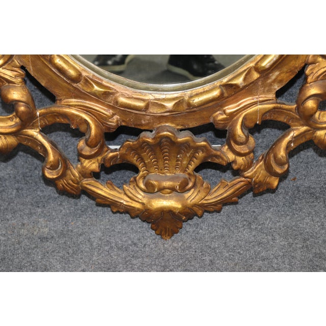 Vintage Italian Florentine Rococo Style Gilt Wood Carved Mirror For Sale In Philadelphia - Image 6 of 6