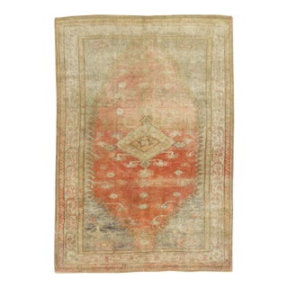 Vintage Zabihi Collection Peach Orange Turkish Anatolian Rug - 5'4" x 7'3" For Sale
