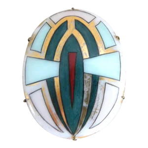 Vintage Art Deco Porcelain Hand Painted 1920's Brooch Pin