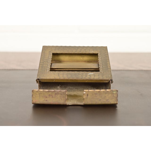 A gorgeous Arts & Crafts period brass finished hand hammered copper perpetual desk calendar frame or picture frame By...