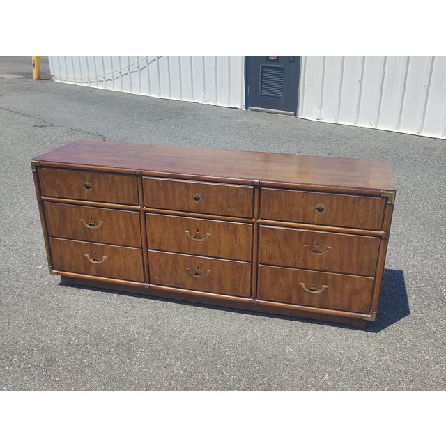 Vintage Drexel Campaign Style Dresser For Sale - Image 11 of 13