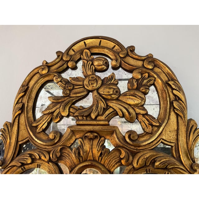Vintage Hand Craved Italian Gilt Wood Mirror For Sale In West Palm - Image 6 of 11