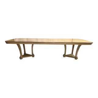 Century Furniture Burl Wood Double Pedestal Dining Table With Two 18” Leaves For Sale