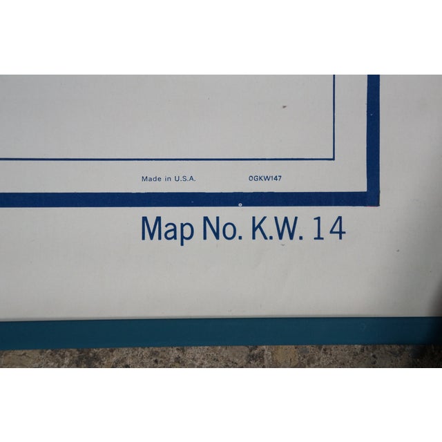 Blue Antique Colonial Powers 1783 Historic World Wall Map a J Nystrom Pull Down 50" For Sale - Image 8 of 17