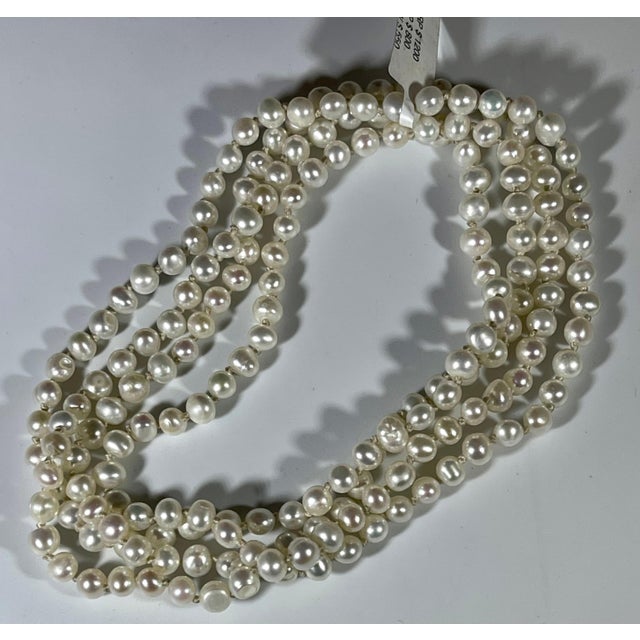 Fresh Water Round Pearl Single Strand Necklace, Opera Length For Sale - Image 18 of 18