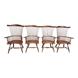 Colonial Reproductions Fredrick Duckloe & Bros, Inc. Large Wooden Dining Chairs- Set of 4 For Sale