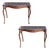 Pair of Edwardian Satinwood Marquetry Console Tables With Marble Tops For Sale