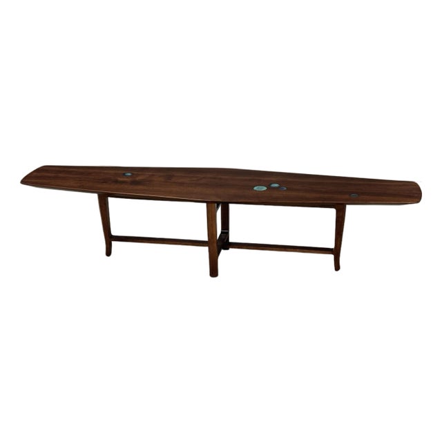 1950s Walnut Natzler Tile Coffee Table by Edward Wormley for Dunbar For Sale