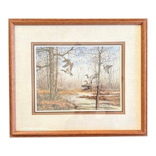 Mallards on the Rise, Painting by David Hagerbaumer, Framed For Sale