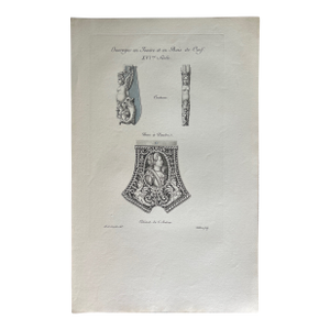 Mid 19th Century Etching Reproduction of Small Objects by French Artist Nicolas Xavier Willemin