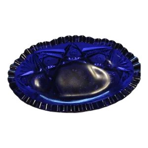 1980s Cobalt Blue Dalzell Viking Oval Star Pattern Candy Trinket Dish