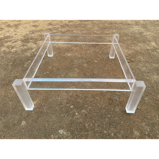 Vintage Mid Century Modern Lucite Glass Top Coffee Cocktail Table For Sale - Image 13 of 18