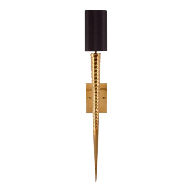 Wildwood Laguna Sconce - Brass with Black Silk Shade For Sale