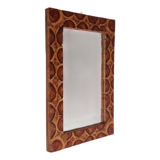 Swedish Mirror with Frame of End Wood, 1970s For Sale
