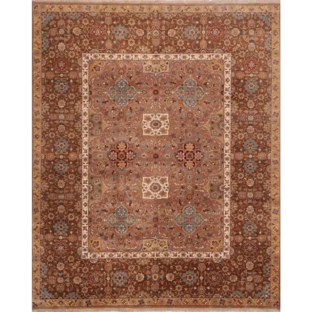 Handwoven Mughal Style Area Rug 7’10” X 9’9″ For Sale