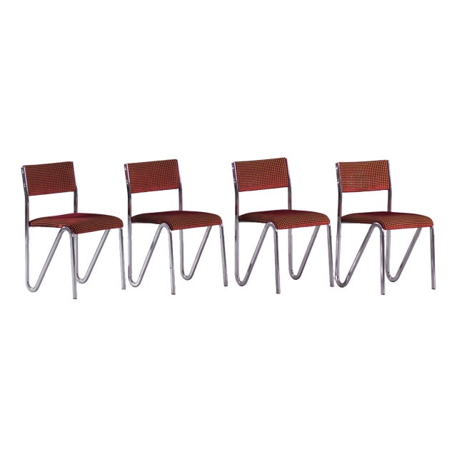 Vintage Steel Stacking Chairs, Germany, 1980s, Set of 4 For Sale