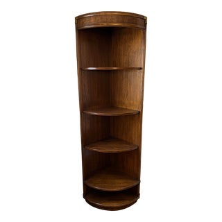 1970s Drexel Heritage Mid-Century Modern Solid Wood Corner Bookcase For Sale