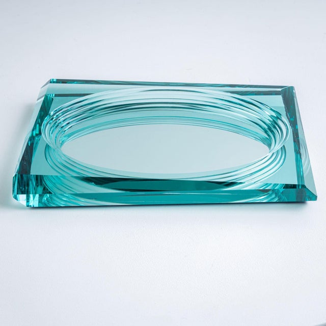 Modern 20th Century Glass Centerpiece in the style of Fontana Arte, Italy For Sale - Image 3 of 18