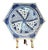Antique Chinese Blue & White Hexagonal Porcelain Dish Plate Swastika Fret For Sale