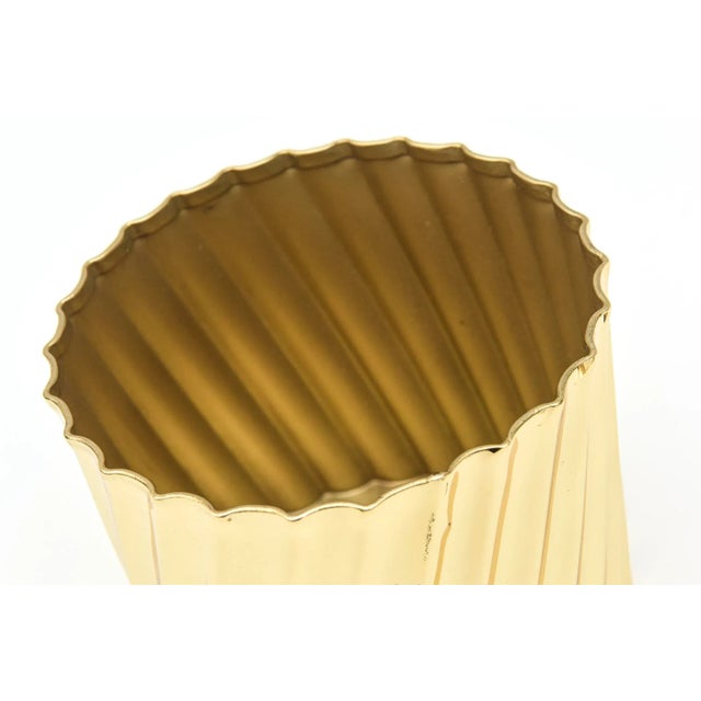 Metal Vintage Brass Fluted Box With Ball Top MId Century Modern Desk Accessory, 1950's For Sale - Image 7 of 11