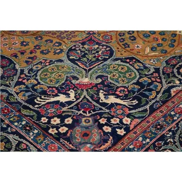 1940s Old Bird Pattern Persian Tabriz Area Rug 9’3″ X 12’1″ For Sale - Image 9 of 12