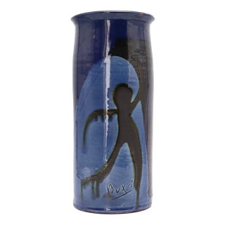 Mid-Century Modernist Cobalt Blue Ceramic Vase by Thomas Buxó, 1970s For Sale