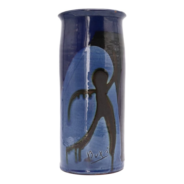 Mid-Century Modernist Cobalt Blue Ceramic Vase by Thomas Buxó, 1970s For Sale
