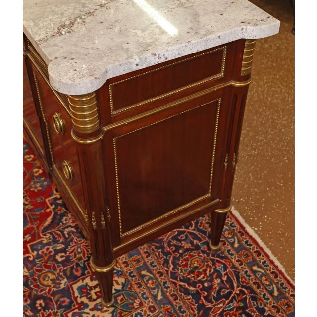 Maison Jansen 1950s Hollywood Regency French Directoire Style Marble Top Commode Attributed Jansen For Sale - Image 4 of 13