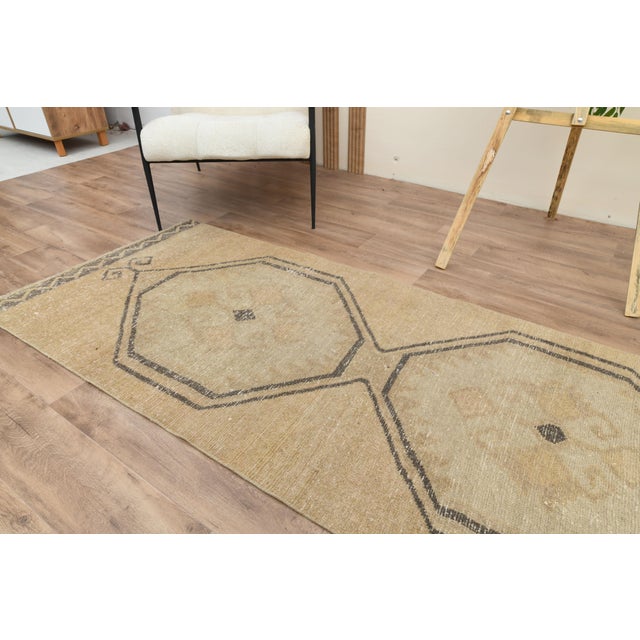 Orange Turkish Vintage Handmade Wool 1970s Runner Rug For Sale In San Francisco - Image 6 of 10