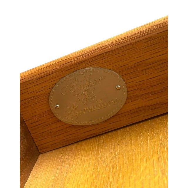 Baker Furniture Louis XVI Side Table With Walnut Veneer & Brass Gallery For Sale - Image 12 of 12