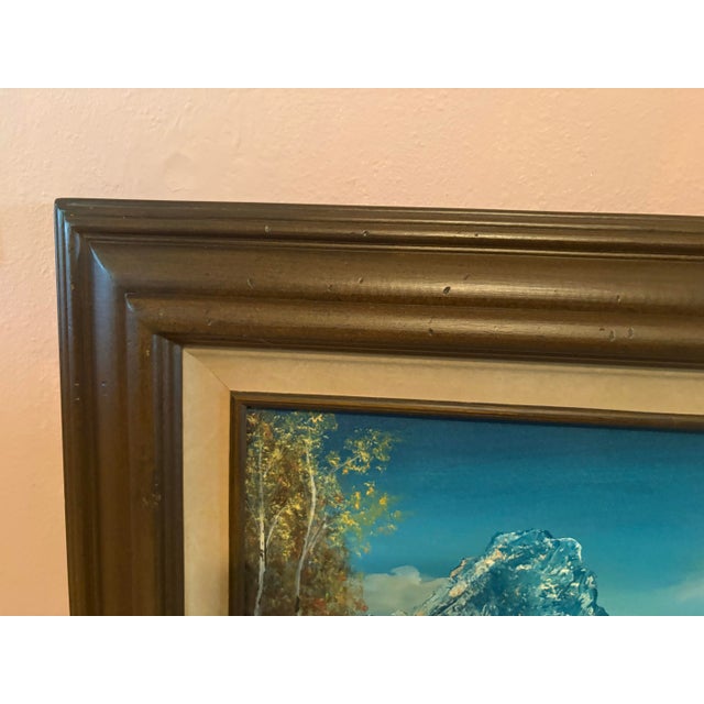 1970s 1970s Glenda Stephens Signed Mountain Landscape Painting in Wood Frame For Sale - Image 5 of 12
